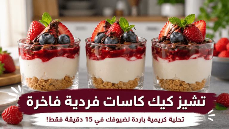صورة بانر مقال تشيز كيك كاسات بارد بدون فرن لضيوفك في 15 دقيقة